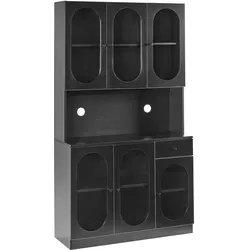 VITRINE mit Glastüren 100 cm Schwarz Langford