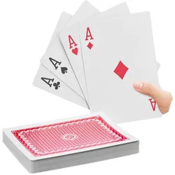 Relaxdays 5 x Pokerkarten Jumbo 54 Karten Weiß,Rot,Schwarz