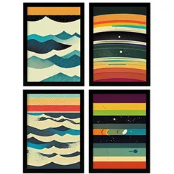 POSTER Set mit 4 Meer Abstrakt Moderne Galaxien A3 Rahmenlos