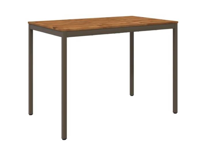 FDSAQOPT Gartenbar-Tisch Natur und Kaffee 147 x 88,5 x 105 cm Massives Akazienholz, Stahlbeine, Bartisch und Esstisch, natürliche Holzmaserung, leicht zu reinigen