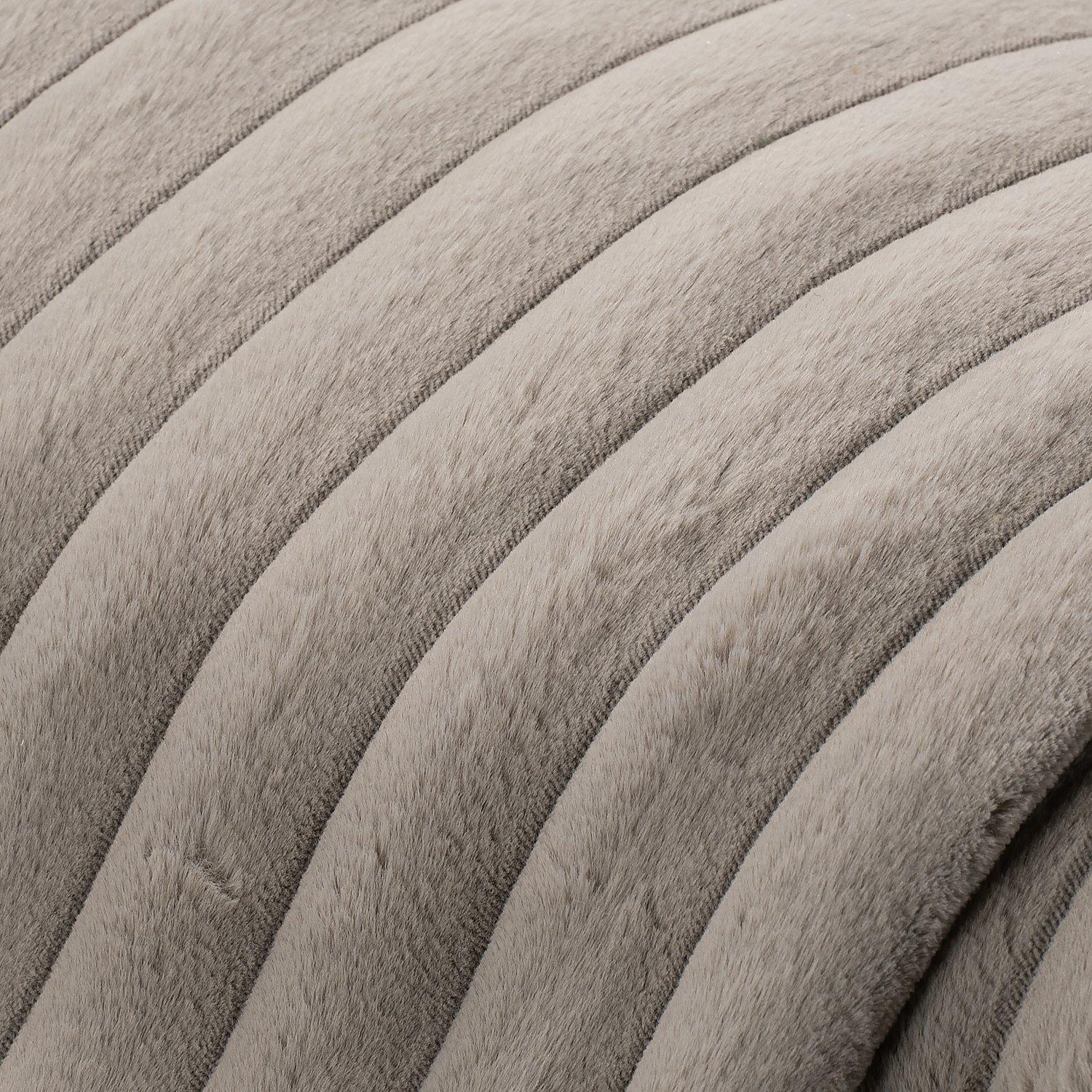 Fellimitat mit Rippen, grau, 3,5 cm breite Rippe