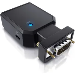CSL VGA auf HDMI Adapter mit Audio + VGA + USB, VGA zu HDMI Konverter für PC, Laptop, Fernseher (HDMI), Video Adapter, Schwarz