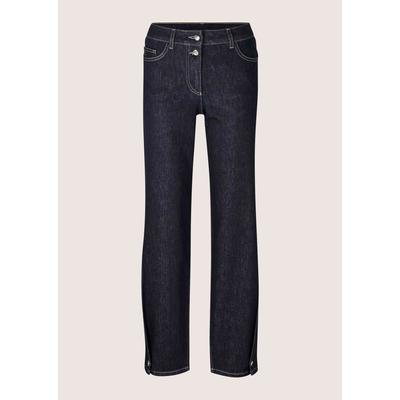 Regular-fit-Jeans MADELEINE "Jeans Gerade Jeans mit geknöpftem Saum", Damen, Gr. 19, dunkelblau, Modern, gerade, Jeans