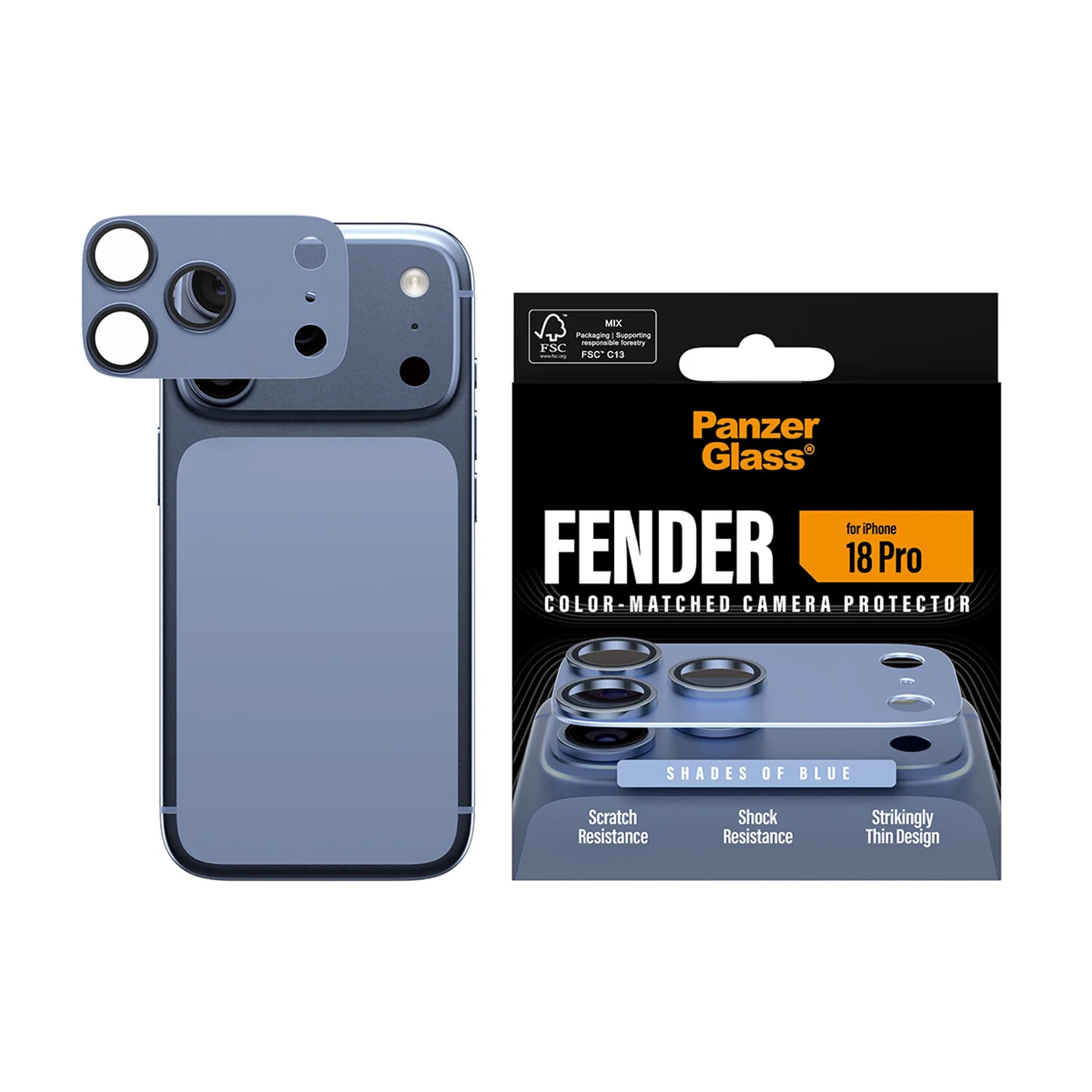 PanzerGlass Fender Kameraschutz Shades of Blue iPhone 18 Pro PG06879