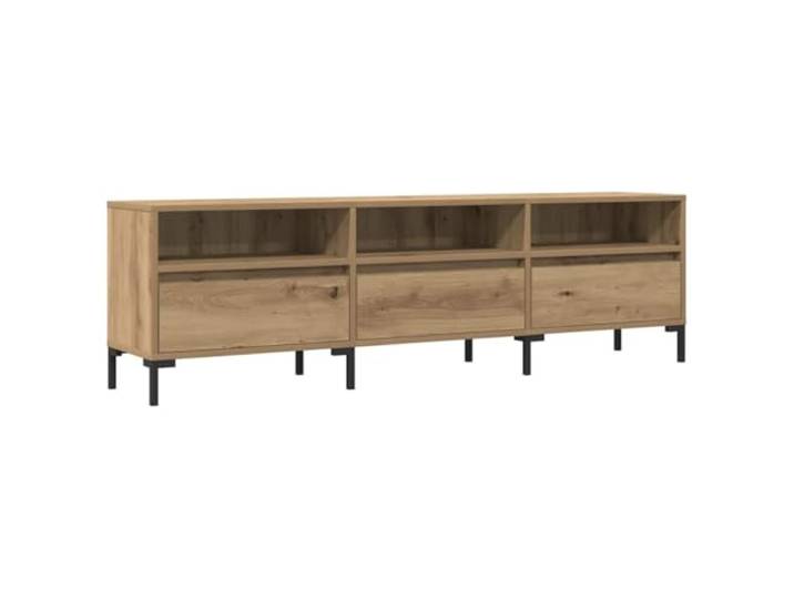 Roanoer TV-Schrank Artisan-Eiche 150x30x44,5 cm TV-Möbel Holzwerkstoff Praktische TV-Bank für Wohnzimmer und Schlafzimmer mit 3 Fächern, 3 Türen und robusten Eisenbeinen.