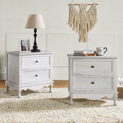 HULALA HOME Pallantium 24'' Tall 2 - Drawer End Table with Charging Station Space Set of 2