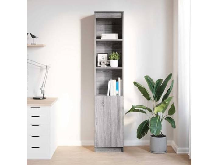 KTHLBRH Sideboard grau Sonoma 37,5 x 35 x 180 cm 5 Einlegeböden aus Tür kann links oder rechts installiert werden, einfache Reinigung, max. 60 kg, für Küche, Bad, Eingang