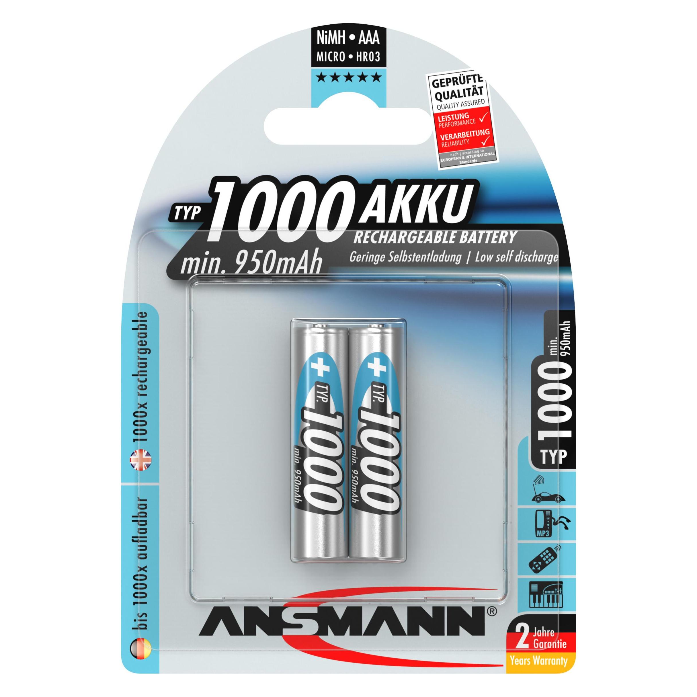 Ansmann Typ 1000 (2 Stk., AAA, 1000 mAh) (5030892)