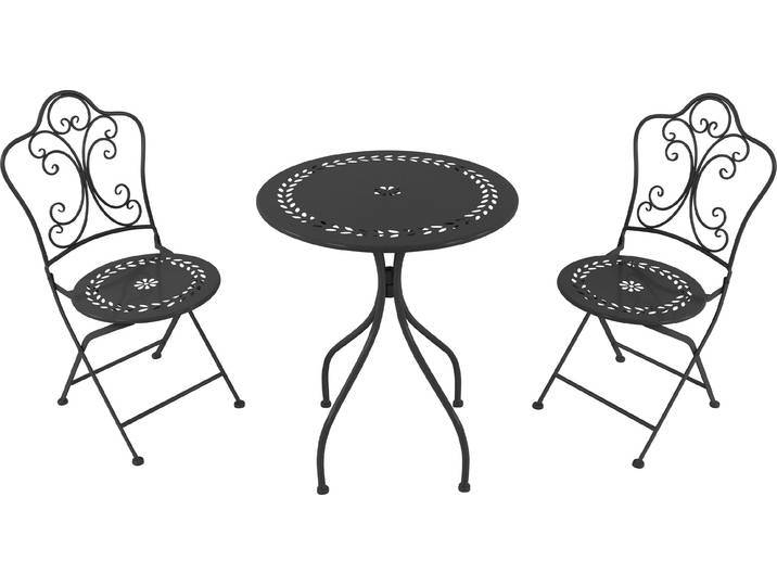 Axi Marilou Table Et Chaise Bistrot\, 2 Chaises 1 Table\, Ensemble Bistro Extérieur\, Anthracite Romantique - Salon De Jardin Bistrot\, Table Bistrot