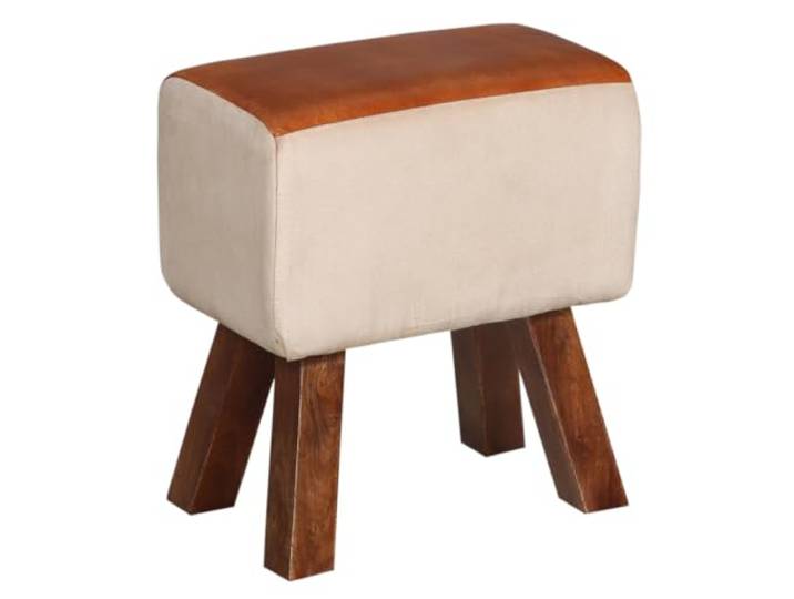 Hocker Adeon im Vintage-Design, aus Leder gefertigt, in Braun 45 cm Massives Mangoholz gibt Adeon seine natürliche Materialstruktur. Adeon ergänzt den Sitzbereich um einen weiteren Hocker.
