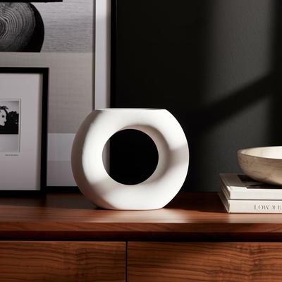 Sagebrook Home Decorative Ceramic Abstract Donut Cut-Out Vase