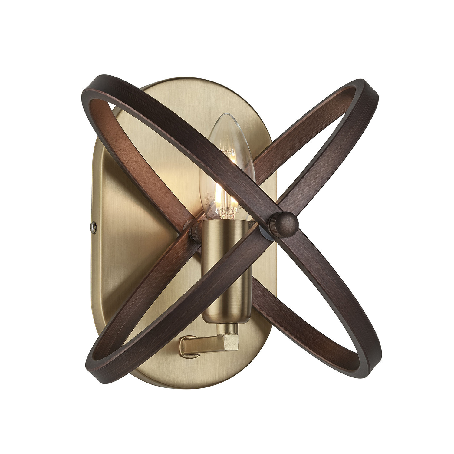 Searchlight Wandlamp Hoopla Brons Bruin Staal met Ring Design