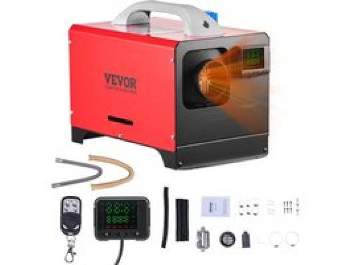 VEVOR Diesel Luchtverwarmer 12-24V 5-8KW, Snel verwarmende luchtverwarmer met afstandsbediening en zwarte LCD-schakelaar en voorverwarmingsfunctie, geluidsarm, voor camper, vrachtwagen, boot, trailer