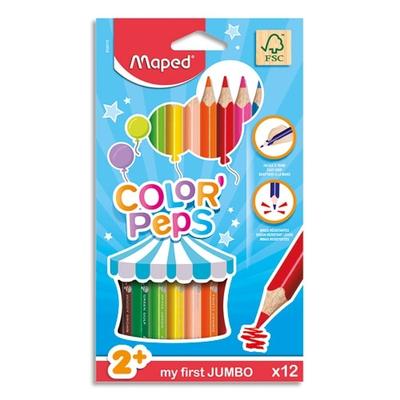Maped Etui mit 12 Color'Peps Jumbo Buntstiften, sortierte Farben