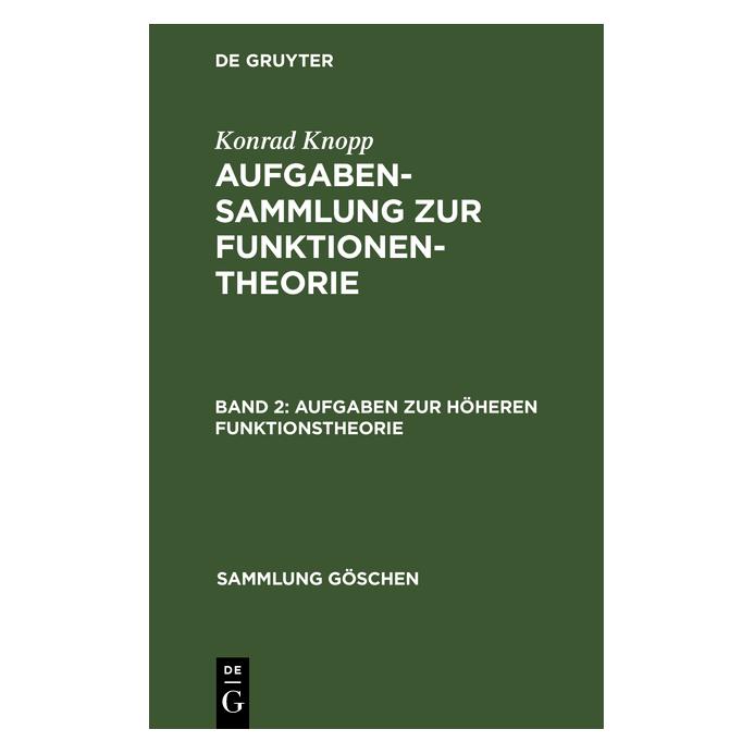 De Gruyter Knopp:Aufgaben zur höheren Funktionsthe (Deutsch, Hardcover, Konrad Knopp) (67775242)
