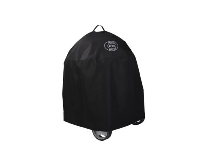 RÖSLE Holzkohle-Kugelgrill Abdeckhaube Smoker No.1 F50/F50-S, Hochwertige Schutzhülle aus 100% Polyester, mit praktischem Klettverschluss zum Fixieren, wasserdicht, Schwarz