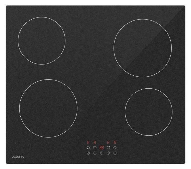 Oceanic Glas keramisch kookplaat met 4 zones - Zwart