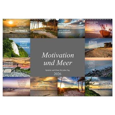 Motivation und Meer (Wandkalender 2026 DIN A2 quer), CALVENDO Monatskalender