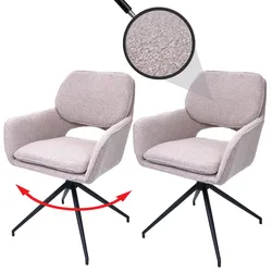 2er-Set Esszimmerstuhl MCW-N74, Küchenstuhl, drehbar Auto-Return, Stoff Bouclé (540g/m2) Öko-Tex ~ beige
