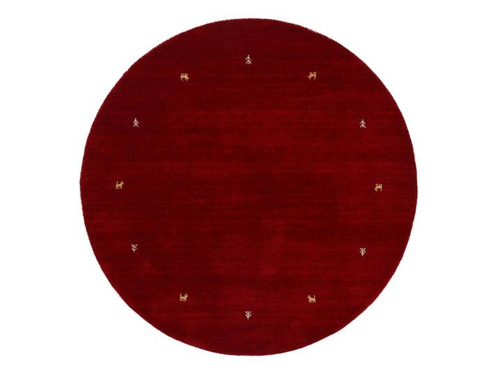 Wollteppich Gabbeh Uni Rund Rot/Rot 150 x 150cm Wolle