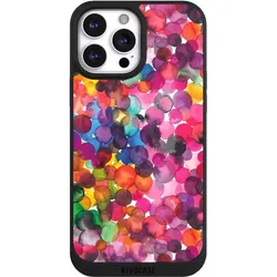 Nivocase Handyhülle für Apple iPhone 13 Pro Max Hülle NIVOpure Case Schwarz Punkte Wasserfarbe bunt (Apple iPhone 13 Pro Max), Smartphone Hülle, Mehrfarbig, Schwarz