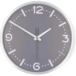 Nedis, Wanduhr, Wanduhr Durchmesser: 300 mm Aluminium Leise Bewegung Metall (30 cm)