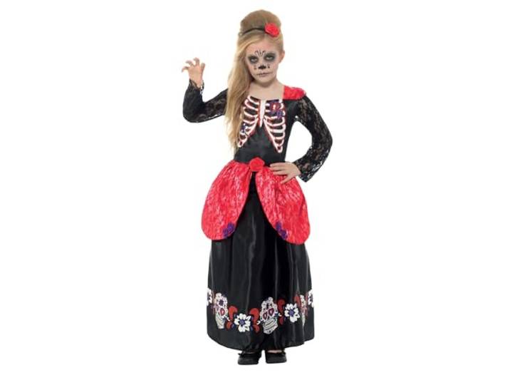 Smiffys Deluxe Day of the Dead Girl Costume, Black