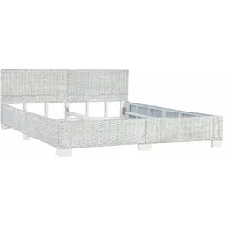vidaXL Bettgestell Grau Natur Rattan 180 x 200 cm