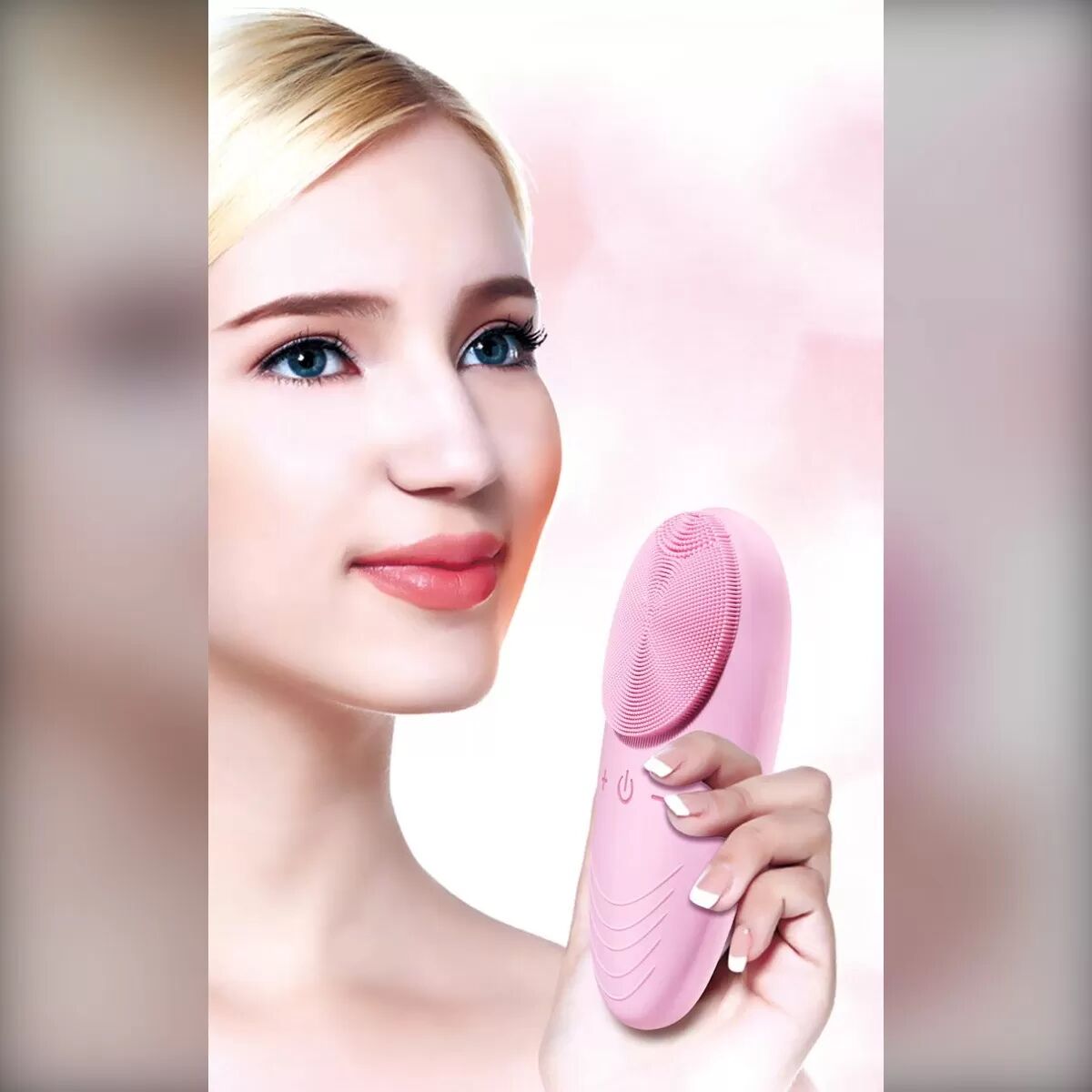 INF Elektrische Silikon-Gesichtsreinigungsbürste - Gesichtsmassagegerät mit 5 Stufen, IPX7 wasserdicht Blau