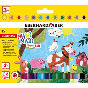 Eberhard-Faber Buntstifte MiniMaxi 3in1, 518912, farbig sortiert, 12 Stück