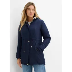 bonprix Parka mit Teddy-Futter, blau, Gr.38, Trendy Übergangsjacke mit vielen Details