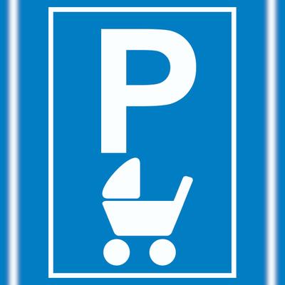 HB-Druck Kinderwagen Parkplatz Schild A3 Rückseite selbstklebend