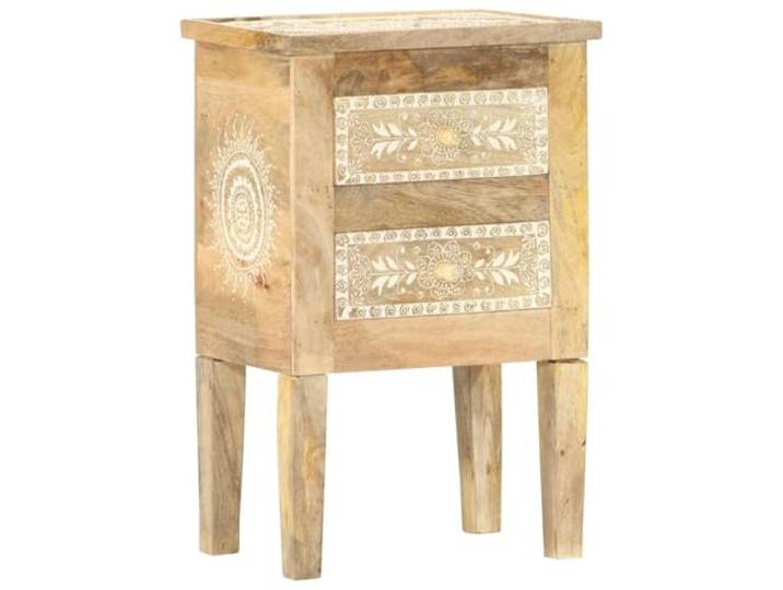 HEFZGDB Handbemalter Nachttisch aus Massivholz Mango 40×30×60 cm mit Schublade, Vintage-Stil Einzelstück Dieser praktische Nachttisch im Vintage-Stil Wird eine Zeitlose Ergänzung