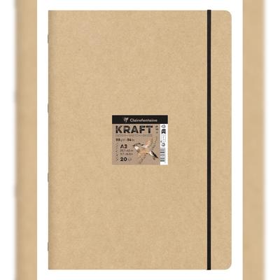 Clairefontaine 5x Kraft Skizzenheft A3, 20 Blatt 115g - 975939C