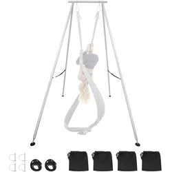 VEVOR Yoga-Ständerrahmen Schaukelständer (291 cm hohe) mit max. 250 kg Tragkraft & dreieckiger Struktur & Luftseil-Rig & rutschfester Basis, multifunktionales Hängemattengestell (nur Rahmen)