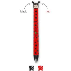 Legami 2 farbiger Kugelschreiber Ladybug - Click&Clack Marienkäfer