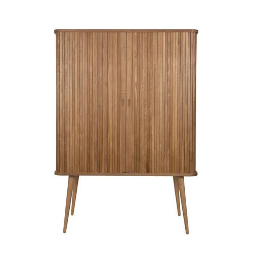 Zuiver Wandkast Barbier met Glazen Deuren en Massief Hout