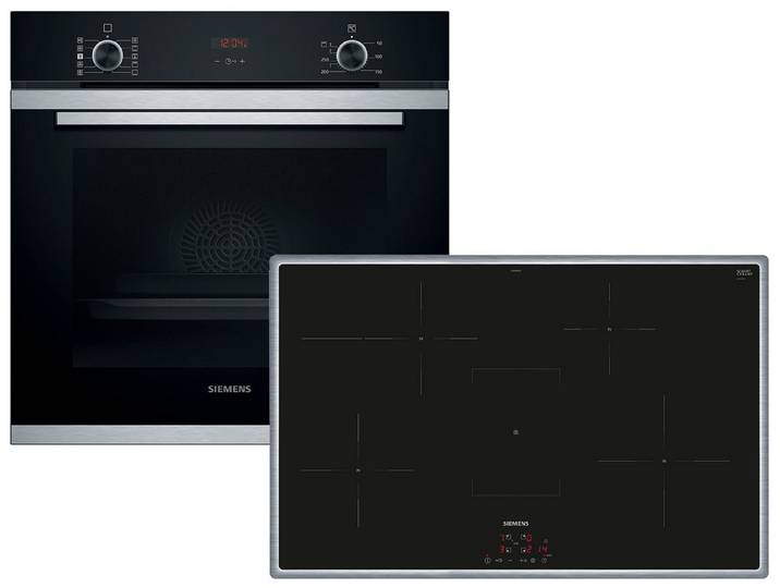 SIEMENS Backofen-Set, mit Teleskopauszug nachrüstbar, Reinigung mit Wasser / Dampf, Powerboost-Funktion, Timer