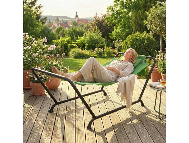 Outsunny Hamac Autoportant Métal Vert Foncé 150kg 237x90x92cm