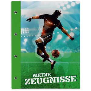 itenga Zeugnismappe 33105714, mit Motiv, A4, Buchschrauben, erweiterbar, Fussball, 12 Hüllen