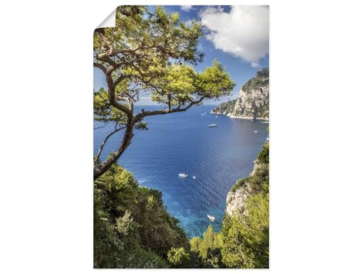 ARTLAND Wanddeko Poster & Kunstdrucke Wandposter 40x60 cm Landschaftsbilder Meer Strand Küste Felsen Capri Italien U2IU