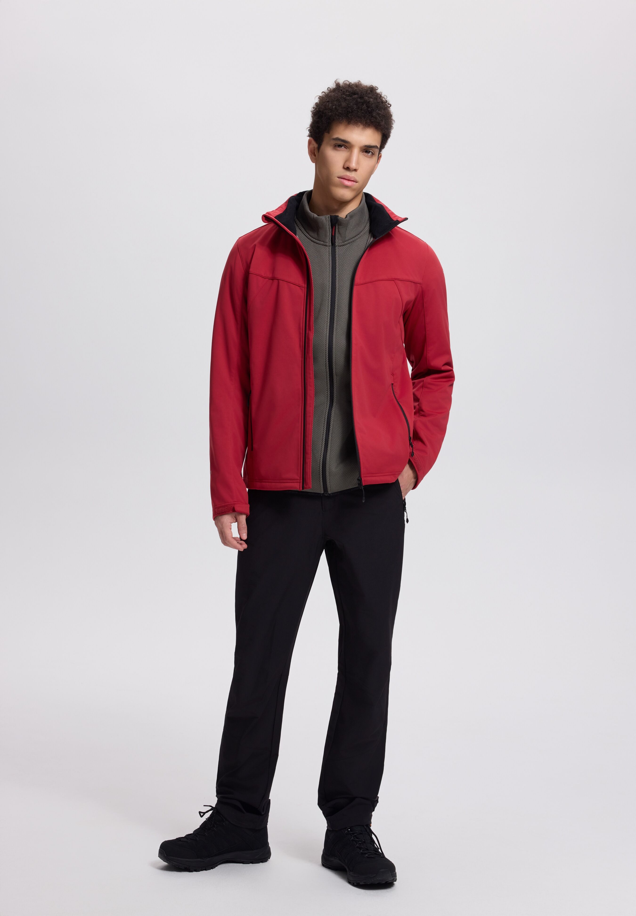 Softshelljacke ICEPEAK "BIGGS", Herren, Gr. 52, cranberry, Obermaterial: 100% Polyester, Jacken Softshelljacke, wasserabweisendes Obermaterial, atmungsaktiv cranberry 52