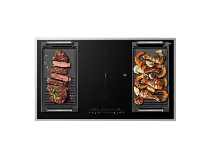 GASLAND Induktions-Kochfeld 5 Zonen Induktionskochfelder mit Edelstahlrahmen, FlexInduction für BBQ, PowerBoost schnelleres Kochen, 10000W (Ohne Bratpfanne)