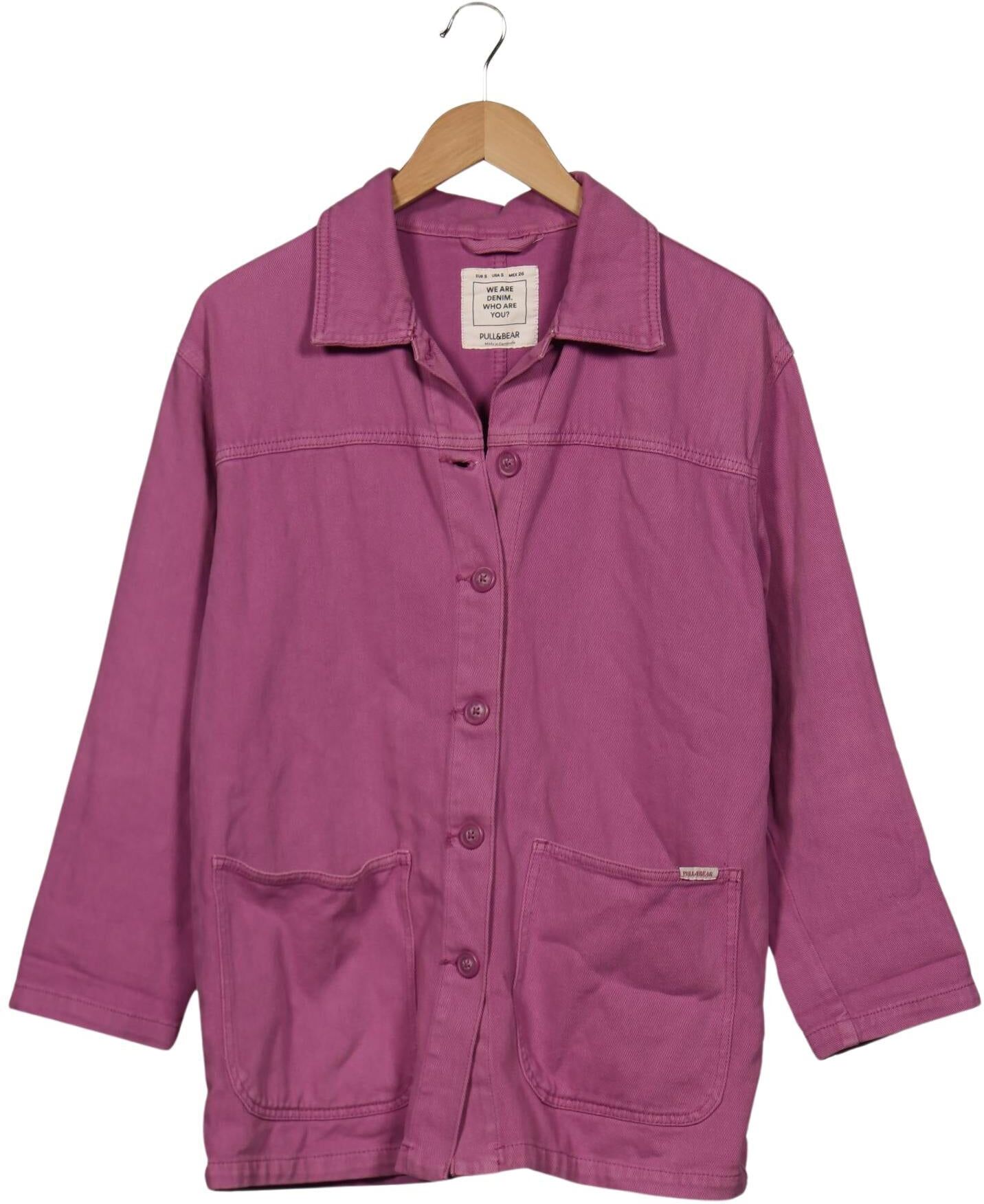 Pull & Bear Damen Jacke, Pink, Gr. S, Baumwolle - Second Hand