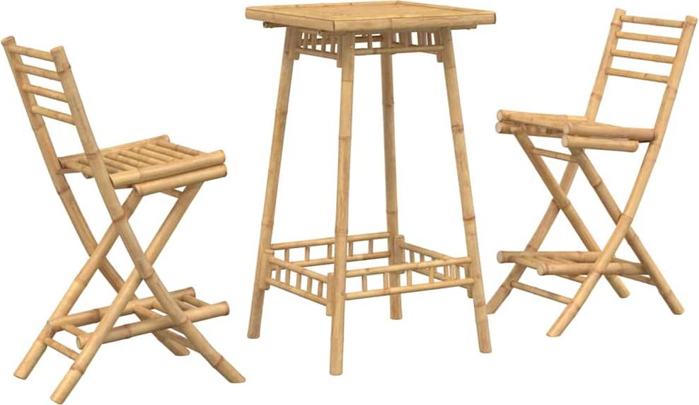 3-tlg. Outdoor-Bar-Set Klappbar Bambus