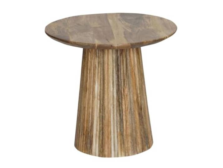 Beistelltisch Adisra aus Mangoholz, im modernen Design, in Braun 50 cm Adisra vereint eine runde Mangoholzplatte mit einem konischen Fuß. Der handgefertigte Beistelltisch zeigt Skandi-Formen.
