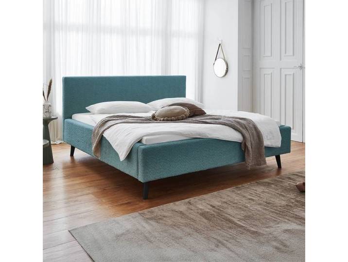 HOMELIV. Polsterbett Calypso Komfort Microteddy Abriamo 140x200cm Blau retro/vintage, höhenverstellbar
