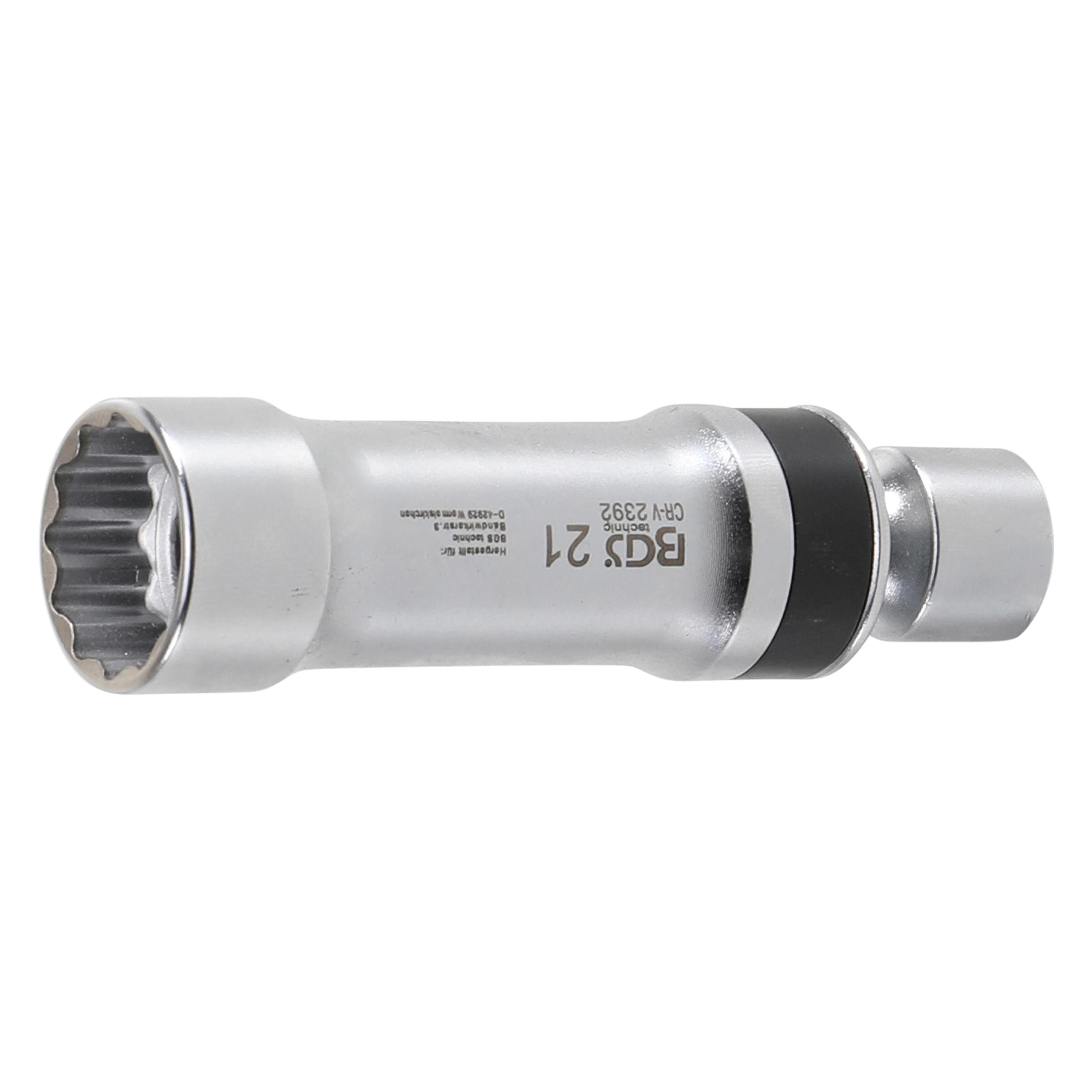 BGS Zündkerzen-Gelenkeinsatz Zwölfkant mit Haltefeder Antrieb Innenvierkant 10 mm (3/8") SW 21 mm (2392)