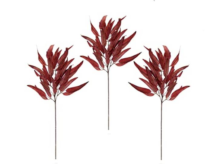 Flair Flower Laubzweig Blattzweig AST Kunstzweig Dekozweig Herbstzweig Herbstdeko Kunstblume Zweig Floristik Herbstblume Beiwerk Kränze Gestecke Sträuße Bouquet Kunstpflanze,Rot,ca. 84x28x10cm
