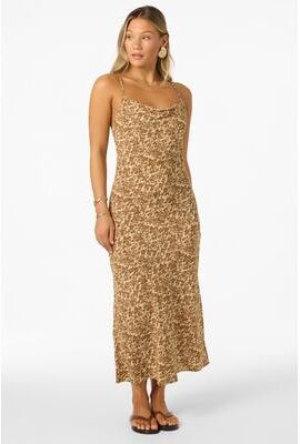 O'Neill s Holly Animal Midi Dress in Warm Sand, Size XL, Nylon/Viscose